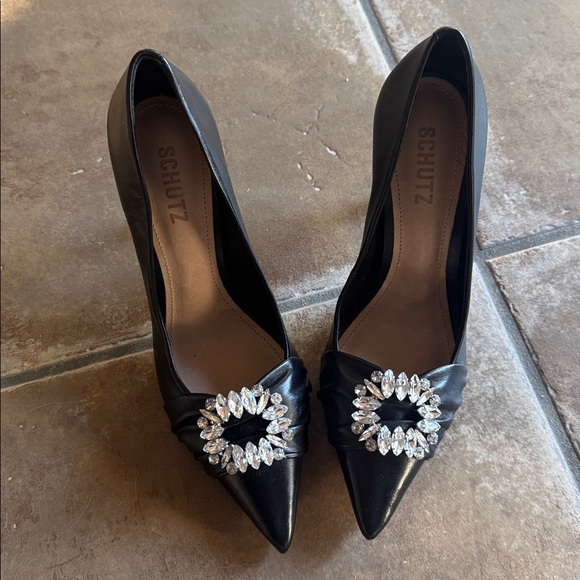 SCHUTZ Black Crystal Embellished Heels - Picture 2 of 8
